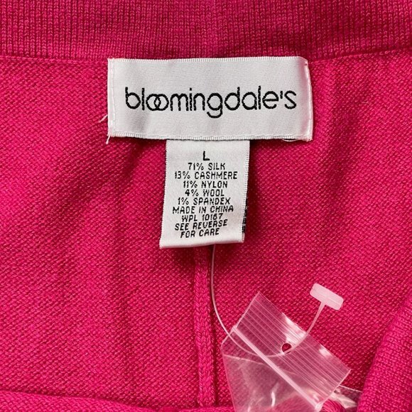Bloomingdales Silk Cashmere Knit Pant Women L NWOT Elastic Waist Drawstring Pink - Picture 11 of 12